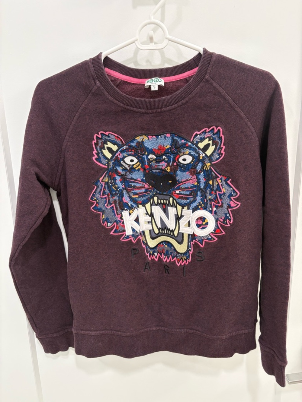 Authentic Kenzo Paris Dark Purple Embroidered Sweatshirt Size Small
